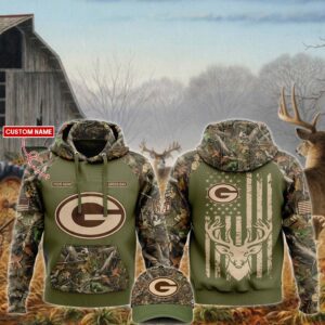 Green Bay Packers NFL x Hunting Unisex Hoodie Cap Joggers Set - Military Green HCJ1706