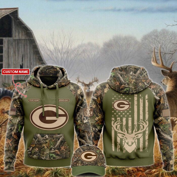 Green Bay Packers NFL x Hunting Unisex Hoodie Cap Joggers Set - Military Green HCJ1706