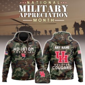 Houston Cougars x NCAA National Military Appreciation Month Unisex Hoodie Cap Joggers Set 2024/25 HCJ1254