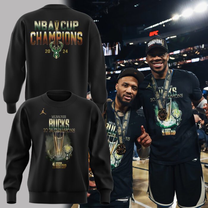 Jordan 2024 Nba Cup Champions Milwaukee Bucks Sweatshirt BCT1015