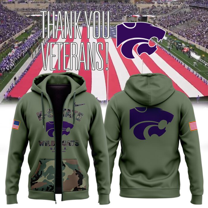 Kansas State Wildcats Football 2024 Military Appreciation Zip Hoodie FZH1003