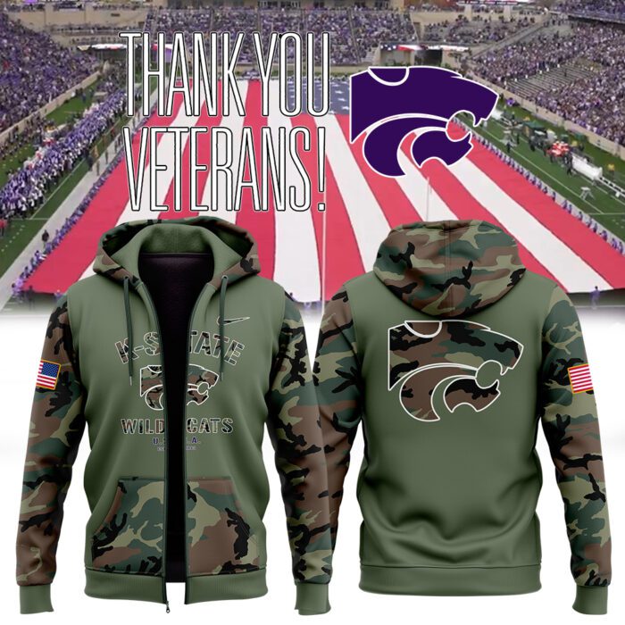 Kansas State Wildcats Football 2024 Military Appreciation Zip Hoodie FZH1004