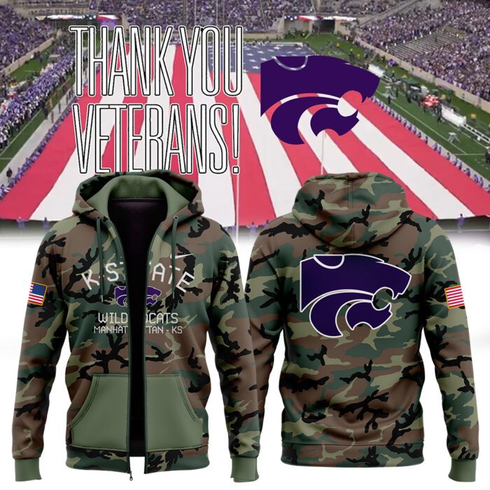 Kansas State Wildcats Football 2024 Military Appreciation Zip Hoodie FZH1006