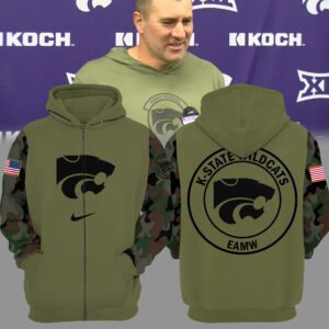 Kansas State Wildcats Football Camo 2023 Zip Hoodie FZH1008