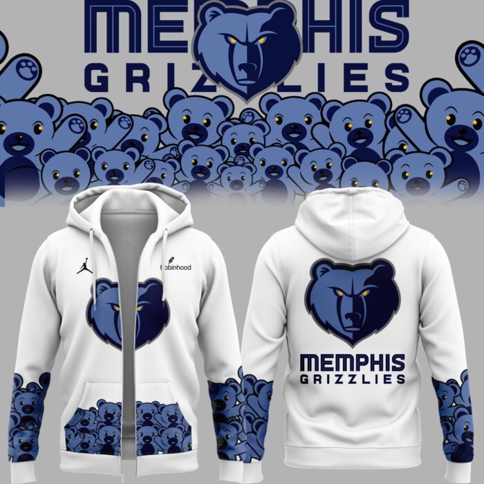 Limited Edition 2024 Memphis Grizzlies Zip Unisex Hoodie - White BCL2003