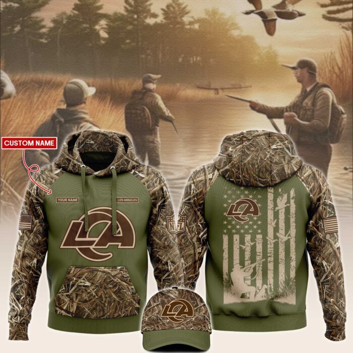Los Angeles Rams NFL x Hunting Unisex Hoodie Cap Joggers Set - Military Green  HCJ1665