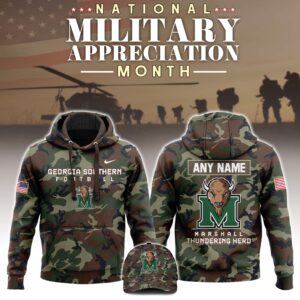 Marshall Thundering Herd x NCAA National Military Appreciation Month Unisex Hoodie Cap Joggers Set 2024/25 HCJ1223
