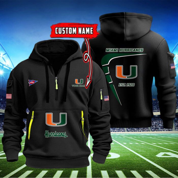 Miami Hurricanes Quarter Zip Hoodie NCAA2121