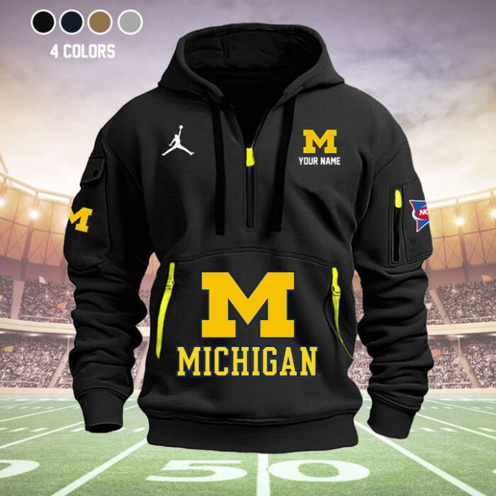 Michigan Wolverines Quarter Zip Hoodie NCAA2016