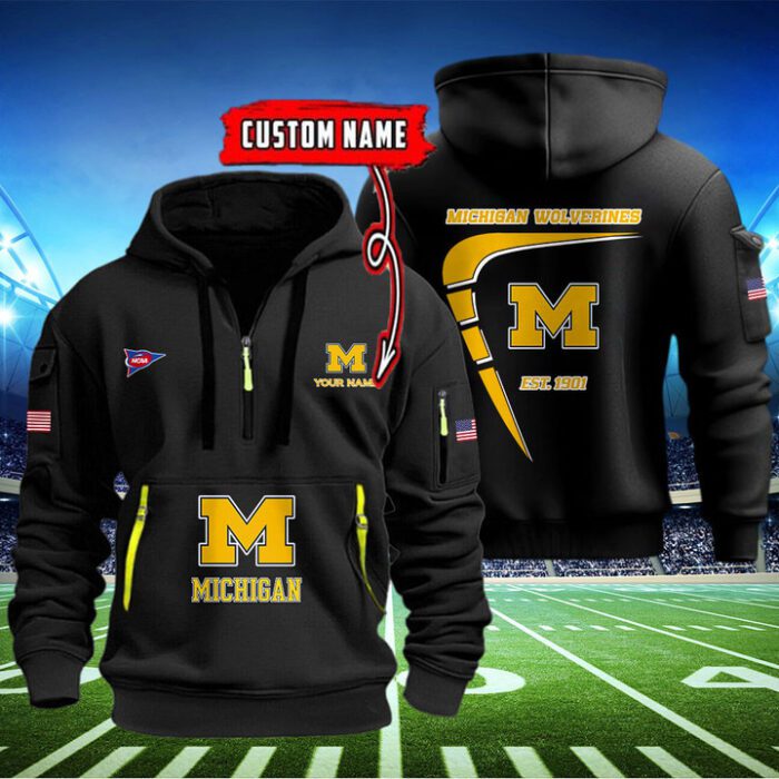 Michigan Wolverines Quarter Zip Hoodie NCAA2108