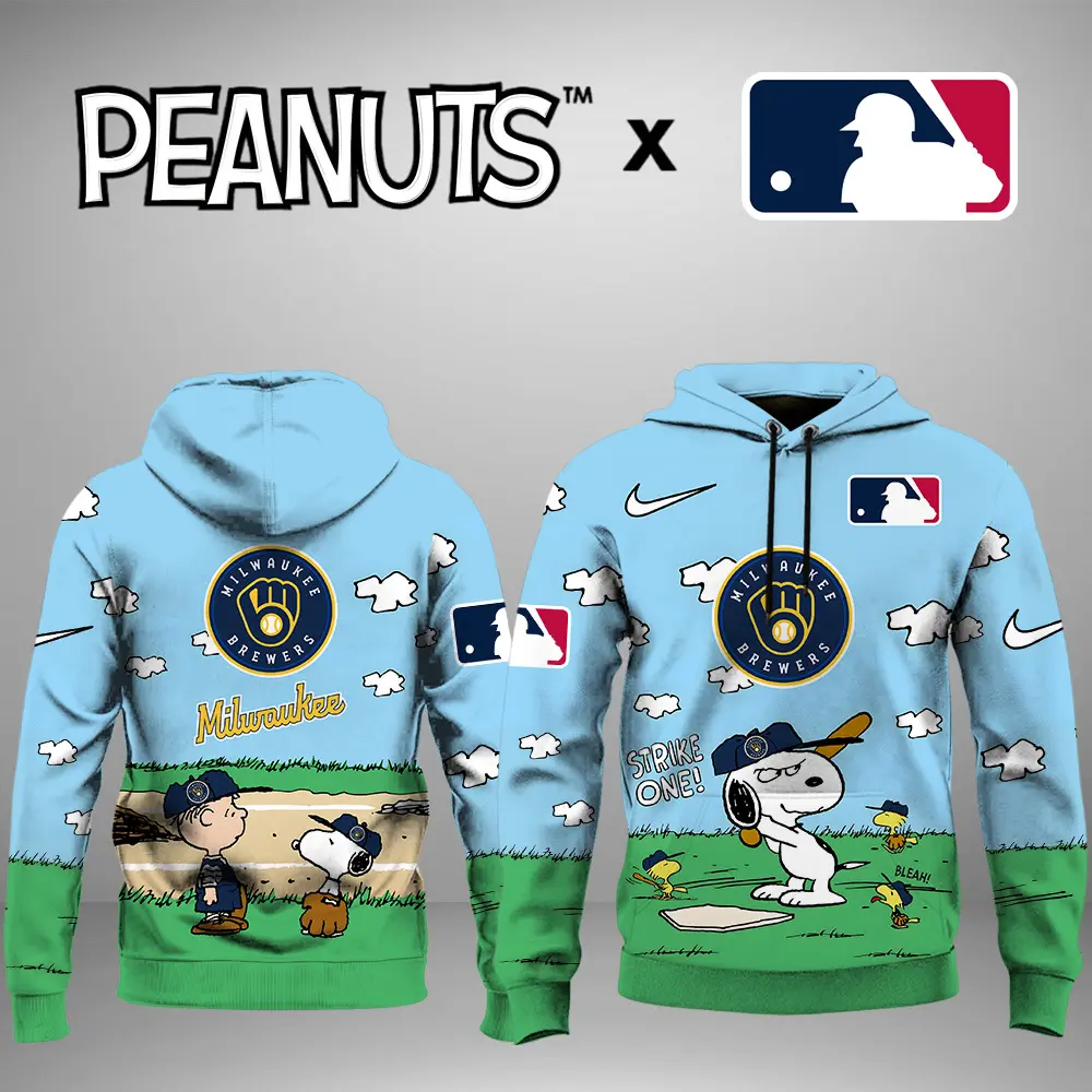 Milwaukee Brewers MLB X Snoopy Peanuts' 75th Anniversary Unisex Hoodie