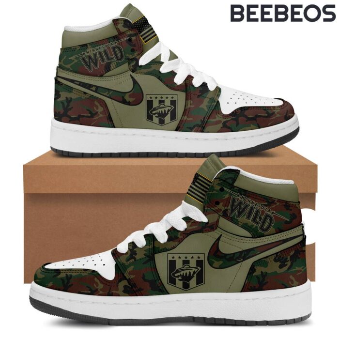 Minnesota Wild NHL Military Apreciation Camo Air Jordan 1 Shoes