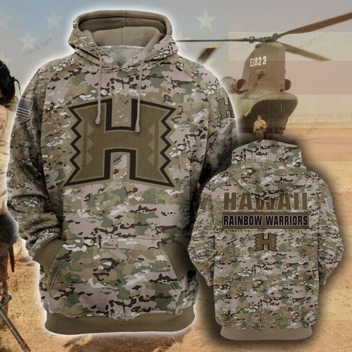 NCAA Hawaii Rainbow Warriors Camouflage Unisex Hoodie NCAA2381