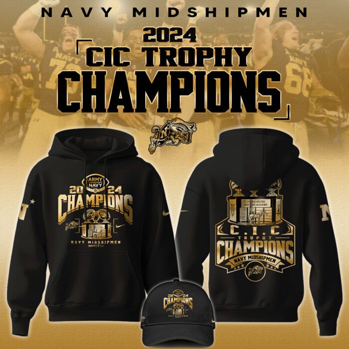 Navy Midshipmen x CIC Trophy Champions Unisex Black Hoodie GHS2064