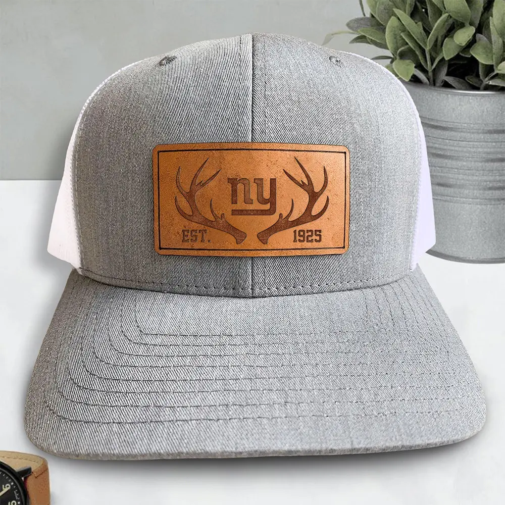 New York Giants NFL Hunting Personalized Leather Patch Cap LPC1087