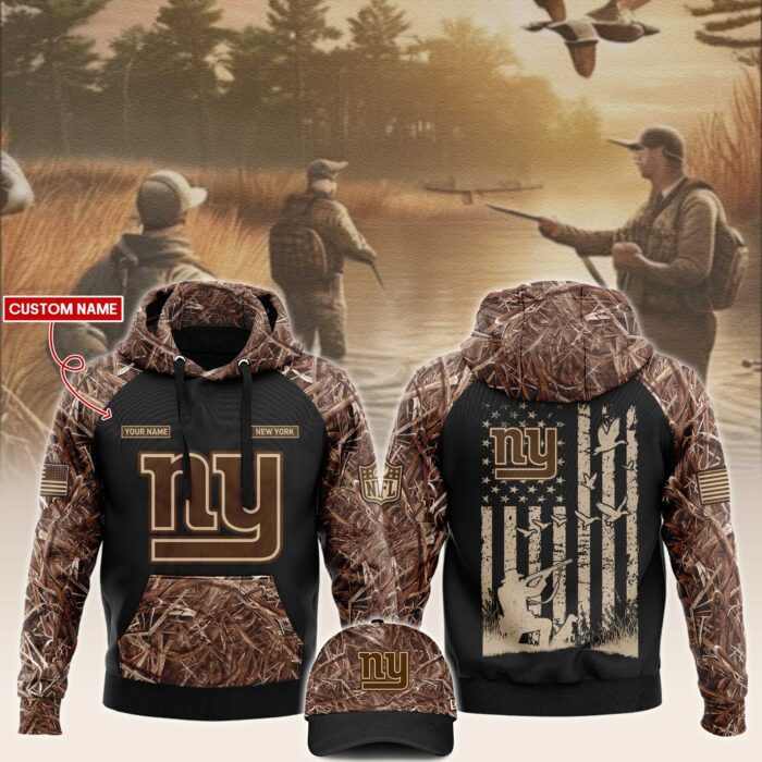 New York Giants NFL x Hunting Unisex Hoodie Cap Joggers Set - Black  HCJ1439