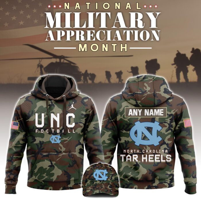 North Carolina x NCAA National Military Appreciation Month Unisex Hoodie Cap Joggers Set 2024/25 HCJ1269