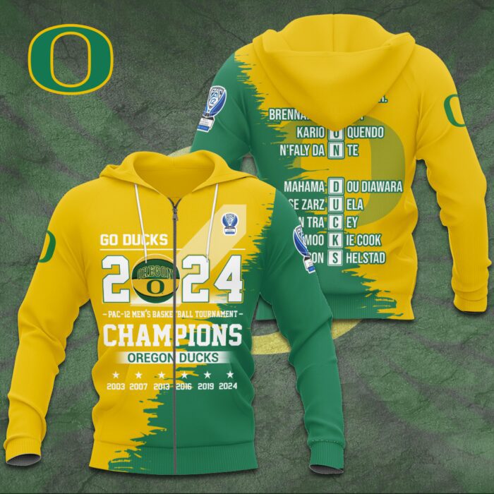 Oregon Ducks Basketball Unisex Zip Hoodie ODC1025