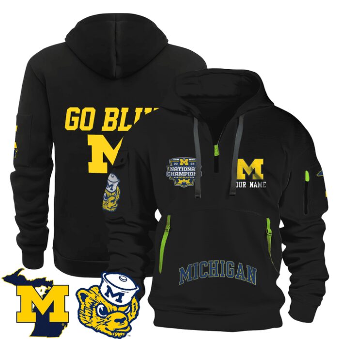 Personalized Michigan Wolverines Quarter Zip Hoodie