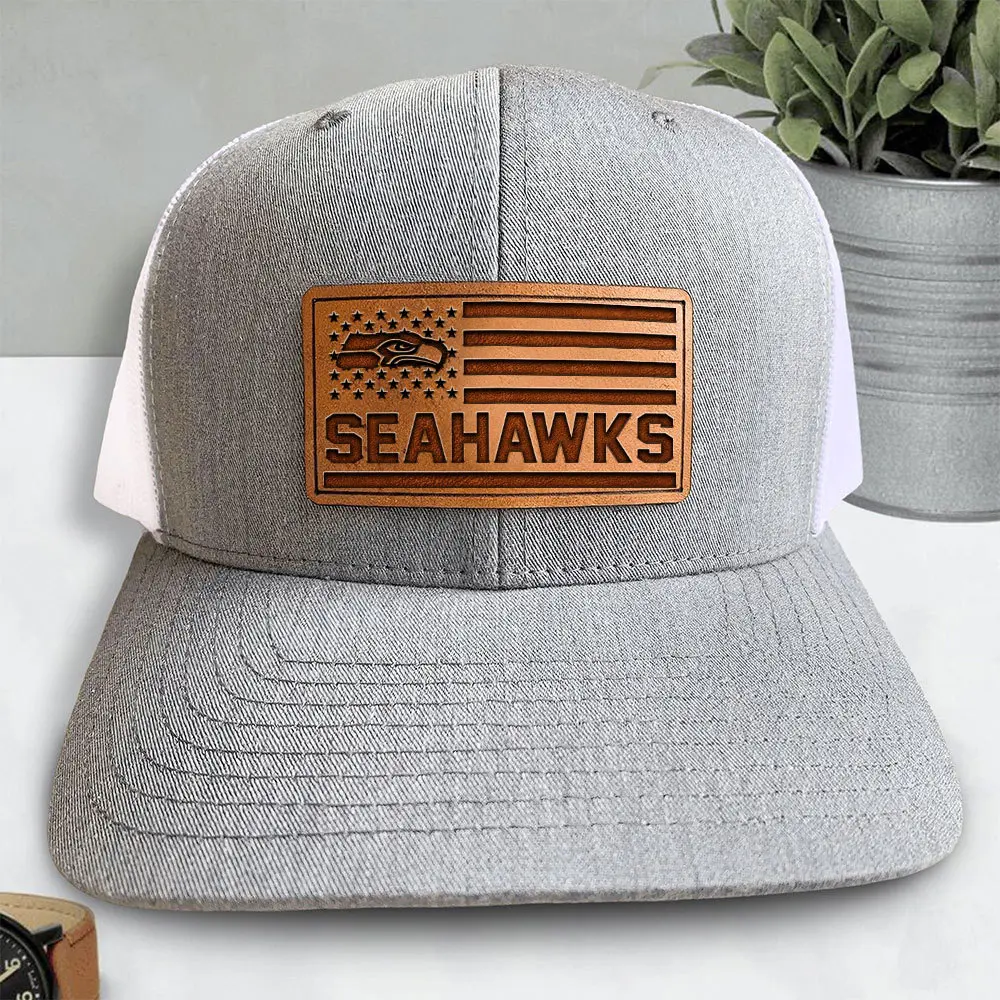 Seattle seahawks NFL US Flag Personalized Leather Patch Cap LPC1060