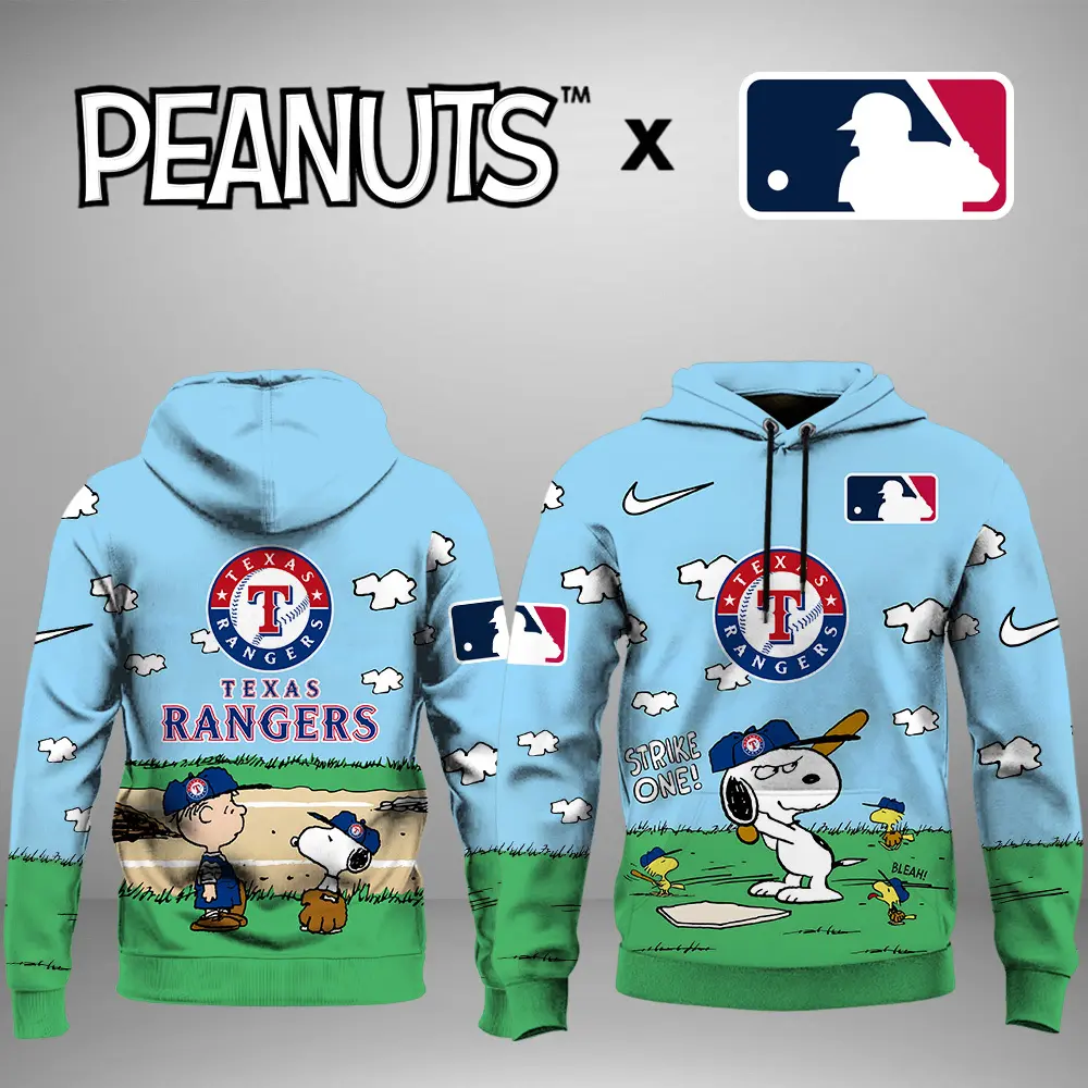 Texas Rangers MLB X Snoopy Peanuts' 75th Anniversary Unisex Hoodie