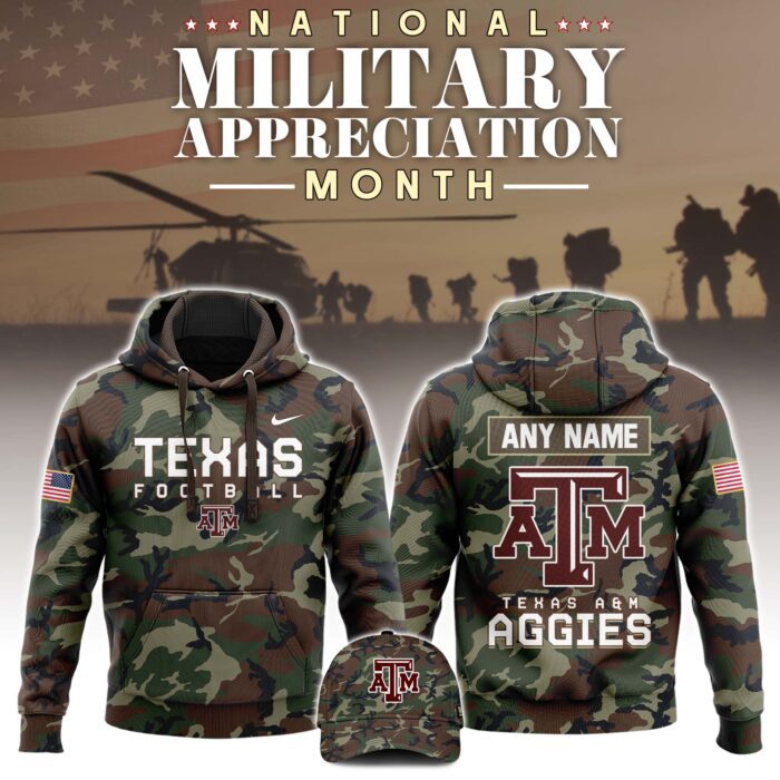 Texas & x NCAA National Military Appreciation Month Unisex Hoodie Cap Joggers Set 2024/25 HCJ1275