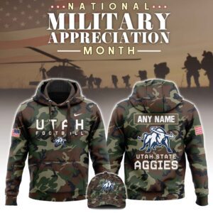 Utah State Aggies x NCAA National Military Appreciation Month Unisex Hoodie Cap Joggers Set 2024/25 HCJ1173