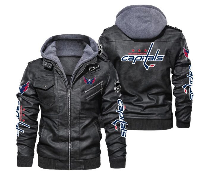 Washington Capitals Black Brown Leather Jacket LIZ185