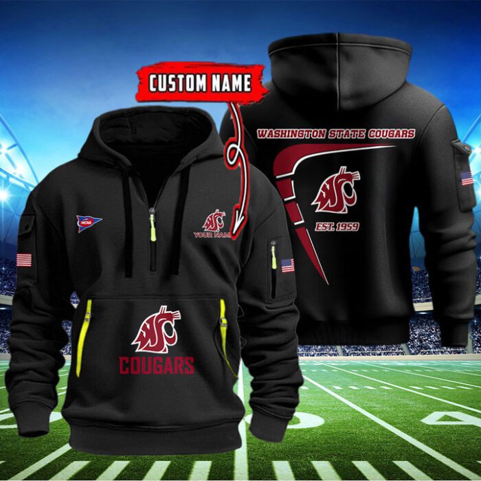 Washington State Cougars Quarter Zip Hoodie NCAA2078