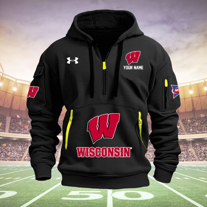 Wisconsin Badgers Quarter Zip Hoodie NCAA2064