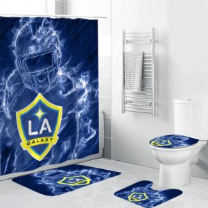 LA Galaxy Legend Shower Curtain Non-Slip Toilet Lid Cover Bath Mat Bathroom Set BRS2049