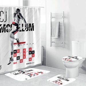 Portland Trail Blazers CJ McCollum1 Waterproof Shower Curtain Non-Slip Toilet Lid Cover Bath Mat Bathroom Set BRS4722