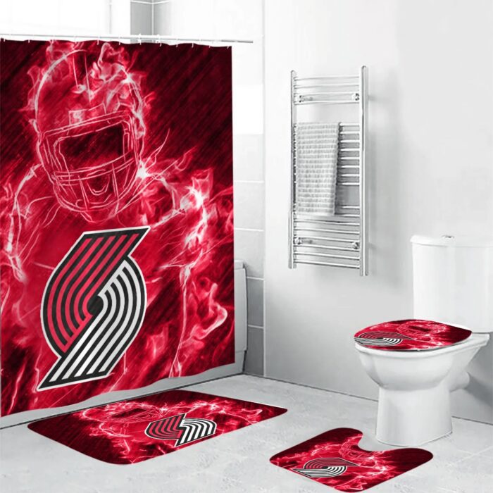 Portland Trail Blazers Legend Shower Curtain Non-Slip Toilet Lid Cover Bath Mat Bathroom Set BRS2017