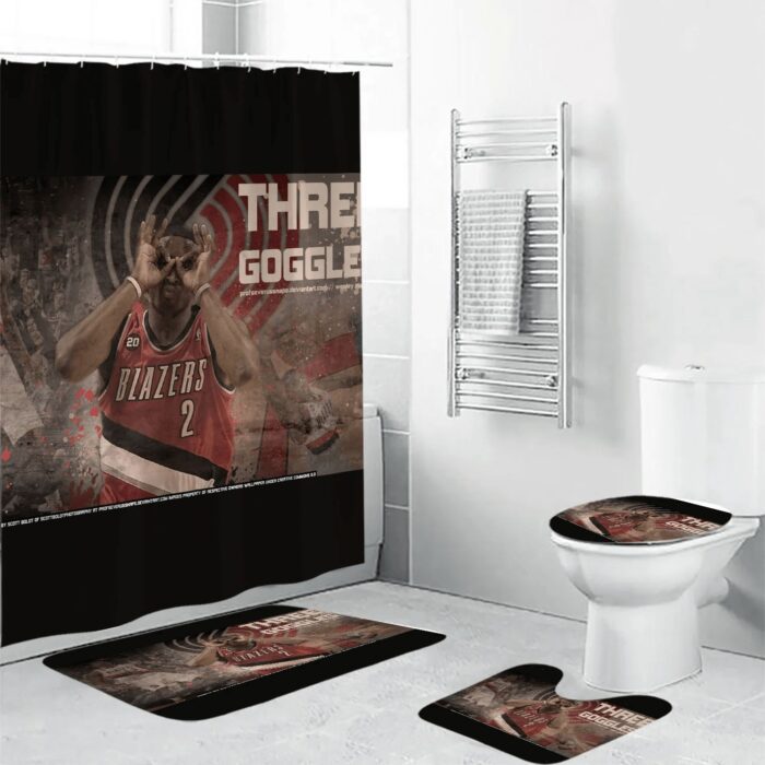 Portland Trail Blazers Wesley Matthews1 Waterproof Shower Curtain Non-Slip Toilet Lid Cover Bath Mat Bathroom Set BRS4727