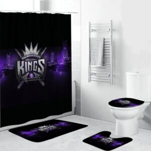 Sacramento Kings 1985 Forever Waterproof Shower Curtain Non-Slip Toilet Lid Cover Bath Mat Bathroom Set BRS2800