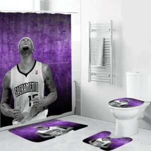 Sacramento Kings DeMarcus Cousins 15 Waterproof Shower Curtain Non-Slip Toilet Lid Cover Bath Mat Bathroom Set BRS2803