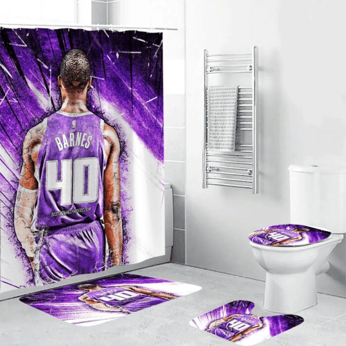 Sacramento Kings Harrison Barnes 40 Waterproof Shower Curtain Non-Slip Toilet Lid Cover Bath Mat Bathroom Set BRS2659