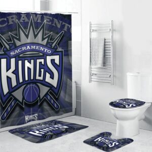 Sacramento Kings Logo Art13 Waterproof Shower Curtain Non-Slip Toilet Lid Cover Bath Mat Bathroom Set BRS2798