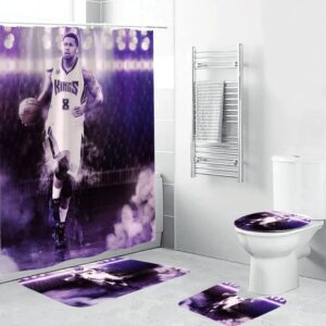 Sacramento Kings Rudy Gay8 Waterproof Shower Curtain Non-Slip Toilet Lid Cover Bath Mat Bathroom Set BRS2729