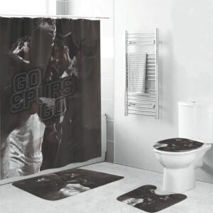 San Antonio Spurs Go Spurs Go Waterproof Shower Curtain Non-Slip Toilet Lid Cover Bath Mat Bathroom Set BRS2611