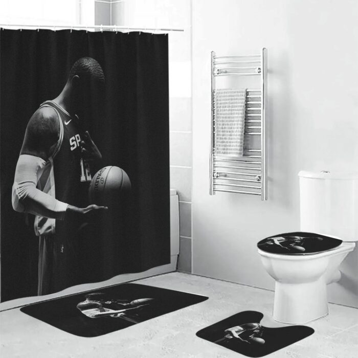 San Antonio Spurs LaMarcus Aldridge1 Waterproof Shower Curtain Non-Slip Toilet Lid Cover Bath Mat Bathroom Set BRS2607