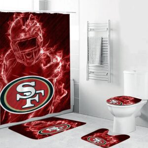 San Francisco 49ers Legend Waterproof Shower Curtain Non-Slip Toilet Lid Cover Bath Mat Bathroom Set BRS2018