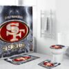 San Francisco 49ers Logo Art Fire Smoke Waterproof Shower Curtain Non-Slip Toilet Lid Cover Bath Mat Bathroom Set BRS2566