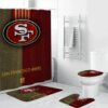 San Francisco 49ers Logo Stripe Pattern Waterproof Shower Curtain Non-Slip Toilet Lid Cover Bath Mat Bathroom Set BRS2586