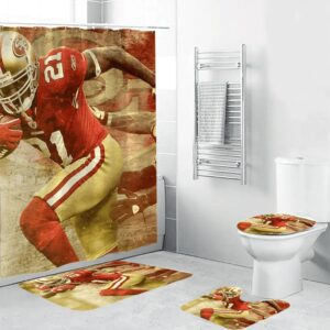 San Francisco 49ers Player 21 Waterproof Shower Curtain Non-Slip Toilet Lid Cover Bath Mat Bathroom Set BRS2589