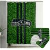 Seattle Seahawks Grass Waterproof Shower Curtain Non-Slip Toilet Lid Cover Bath Mat Bathroom Set