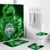 Seattle Sounders FC Legend Shower Curtain Non-Slip Toilet Lid Cover Bath Mat Bathroom Set BRS2006