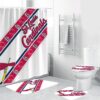 St. Louis Cardinals Logo White Red Ribbon 3D Bathroom Sets With Waterproof Shower Curtains And Bath Mat Sets BRS2858