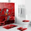 Tampa Bay Buccaneers City Shower Curtain Non-Slip Toilet Lid Cover Bath Mat Bathroom Set BRS2036