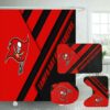 Tampa Bay Buccaneers Logo Waterproof Shower Curtain Non-Slip Toilet Lid Cover Bath Mat Bathroom Set BRS4183